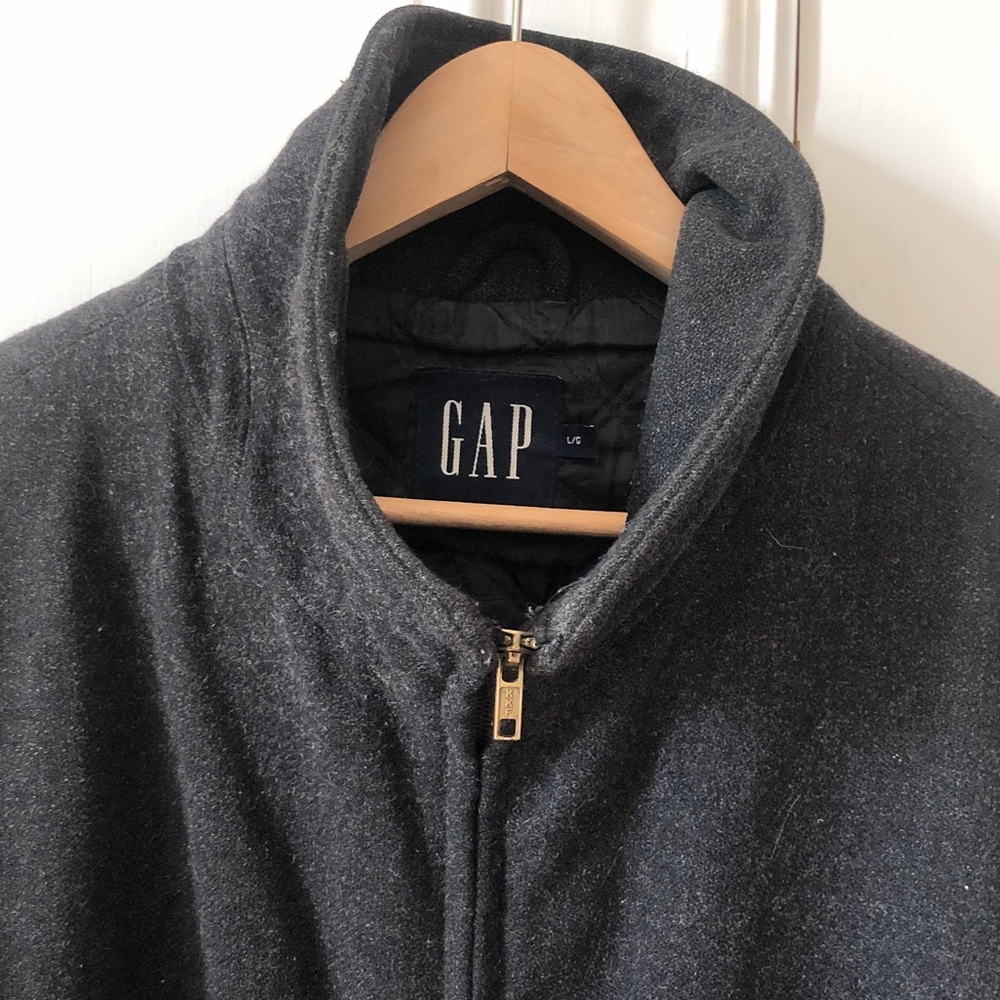 GAP Full-Zip Wool Collared Bomber Jacket Large - Picture 8 of 8